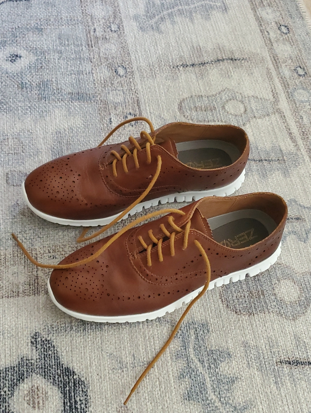 Cole Haan Zerogrande Brown Leather Wing Tip Oxford Shoes Sneakers Sz7